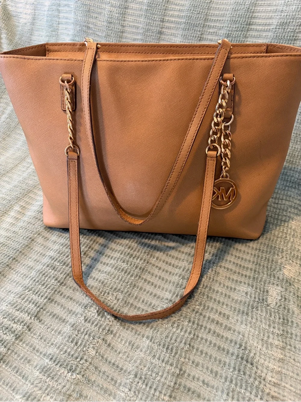 Michael Kors Tan Leather Chain-Accent Tote